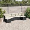 VidaXL Garden Lounge Set 7 Pcs with Cushions Black Wicker 3249865