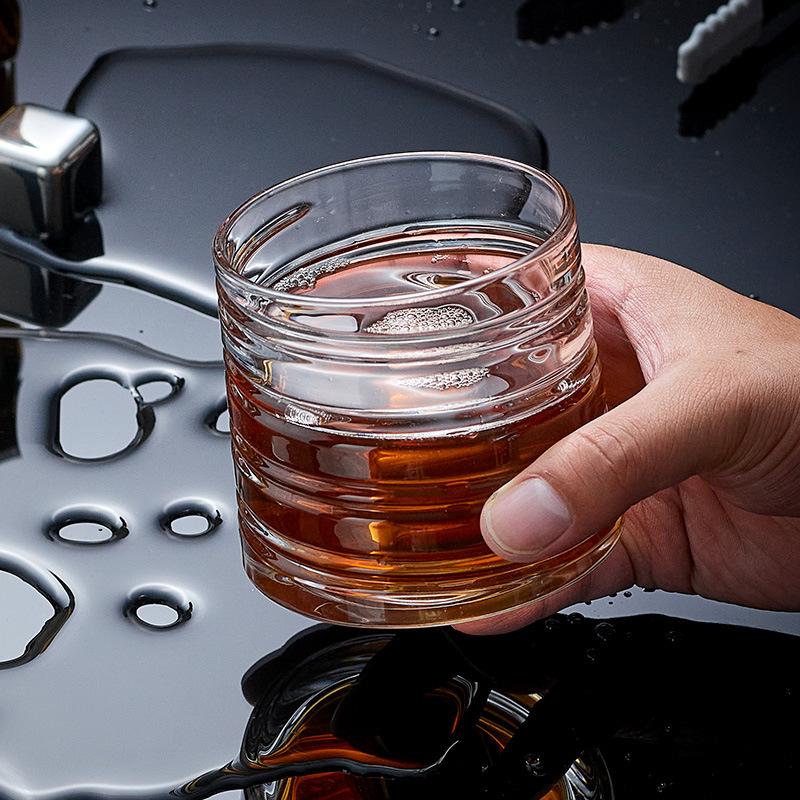 Pahar de whisky rotativ de înaltă calitate 300 ml 10,3 oz, pahar premium pentru băuturi reci, pahar de vin transparent sculptat pentru bar, potrivit pentru cadou