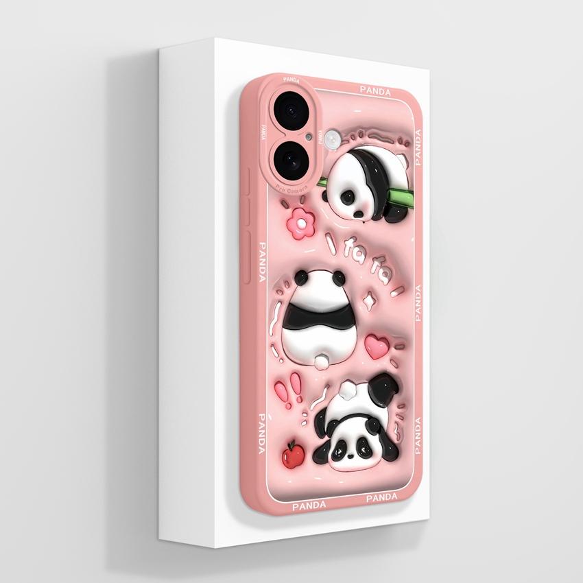 Fashion Soft Phone Cover Suitable For iPhone 17 Pro Max 17Air Shockproof Case Anime Panda Pattern Liquid Silicone High Quality Shell For iPhone Casing