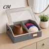 Adjustable Hat Storage with Dividers Organizer, Clear Window Lid Flip Top Access Design, Organizer for Baseball Caps Stackable Partition Box,