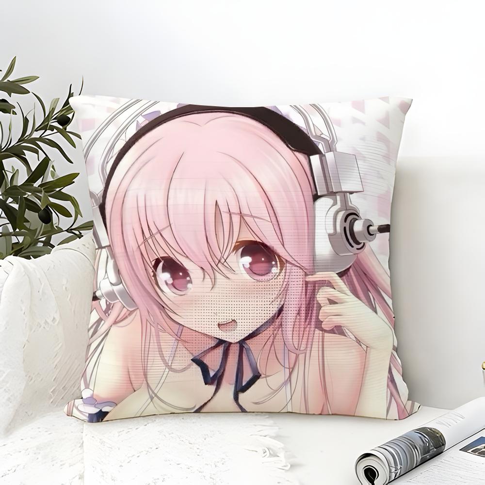 

Cute sexy anime characters SUPER SONICO Pillow Case Cotton Linen Fabric Square Zipper Pillowcase Home Decorative Living Room 30X30cm