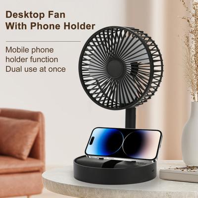 Handheld Fan Folding Design Portable Adjustable 180 Degree Rotation Flexible Blades Low Noise Multi-Speed Desk Fan with Phone Holder
