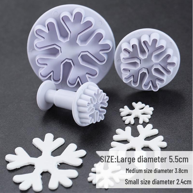 

3-Piece Snowflake Spring Press Mold Set for DIY Baking
