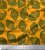 Soimoi Blue Japan Crepe Satin Fabric Green Paisley Printed Craft Fabric by the metre 42 Inch