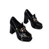 2025 Autumn New Metal Buckle Versatile Square Head Versatile Loafers Platform Thick Heel Waterproof Table Single Shoes Personality
