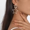 Trendy Double Layer Pentagram Rhinestone Earrings Sexy Korean Style Fashion Personality Elegant Dangle Earrings For Women