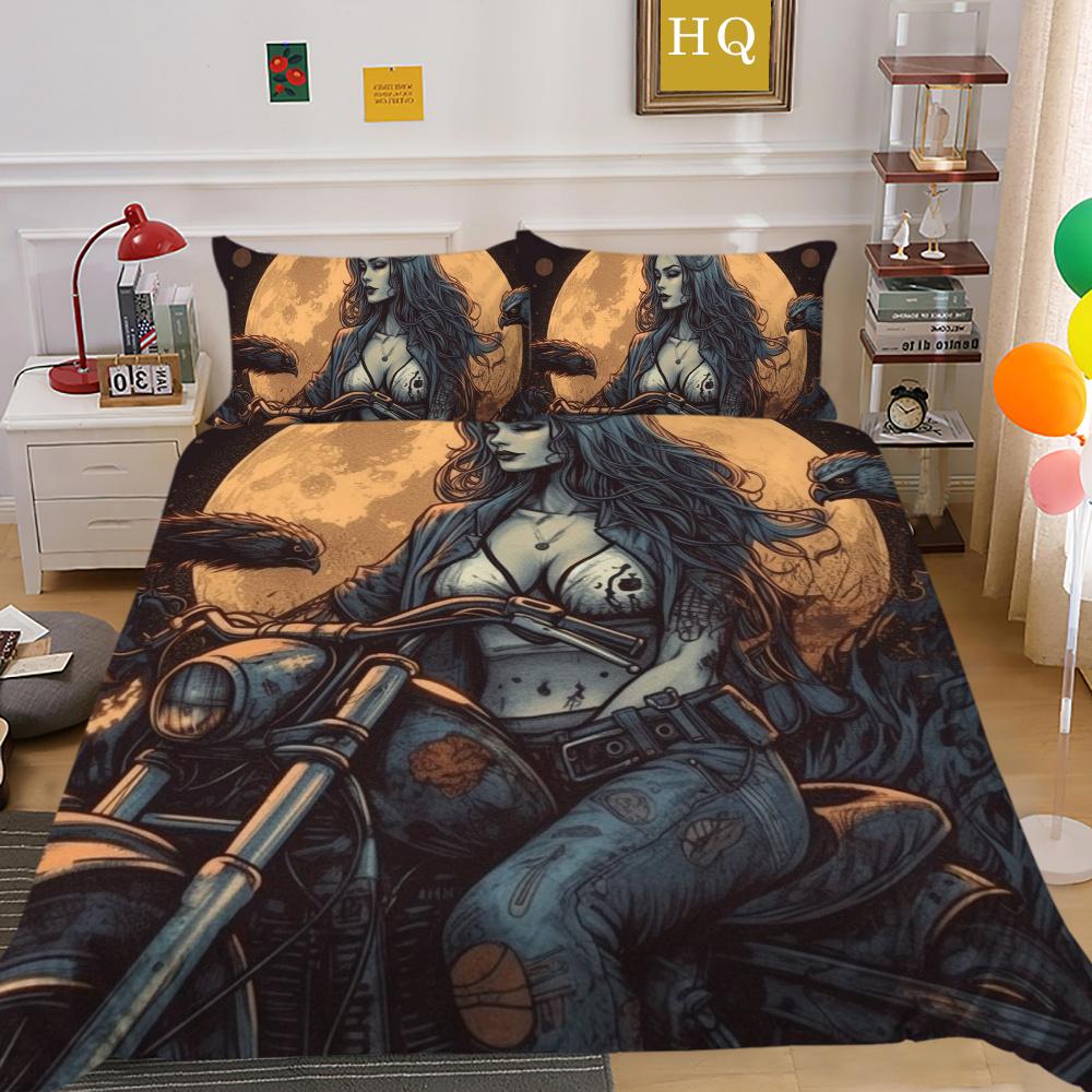 Beauty Skull Printed Bedspreads King Size Microfiber Bed Set Cover Teen Cool Design Comforter Cover Set