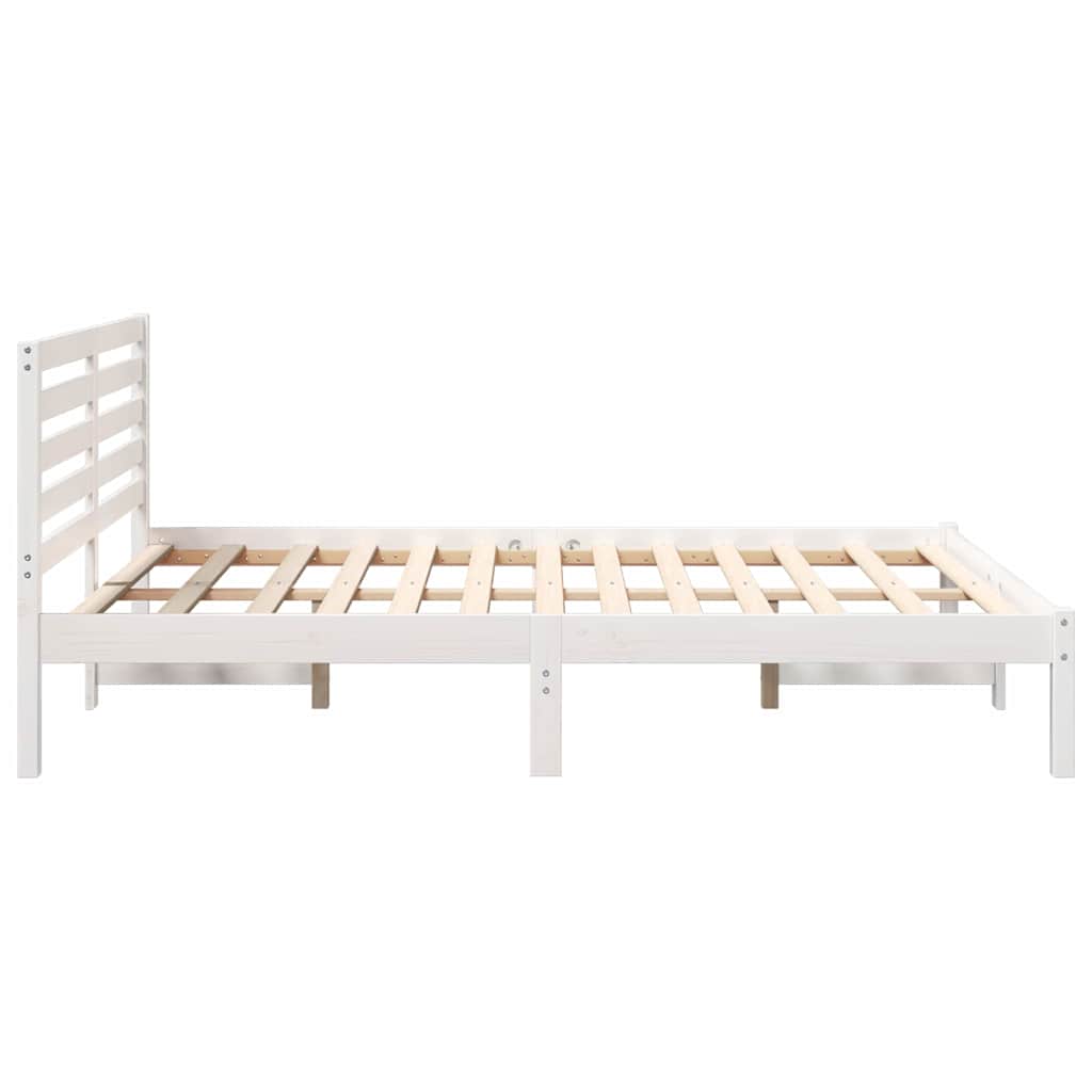 Bed Frame with Headboard White 120 x 190 cm Solid Pine Wood