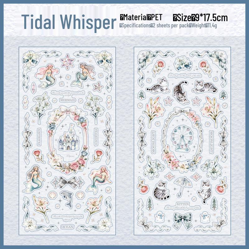 

Yuxian Starry Night Fairytale Pet Sticker Set: 2 Sheets, 6 Styles for Journals and Collages.