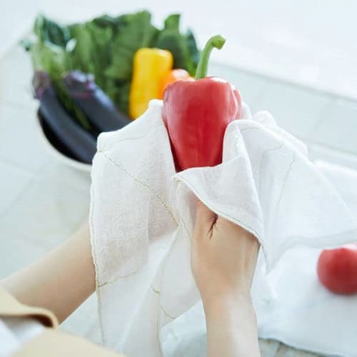Snow White Dishcloth / Convenient for Wiping Dishes and Draining Vegetables / Large / Linen, Cotton, Rayon / Approx. 57 X 57 Cm / (Nightingale)