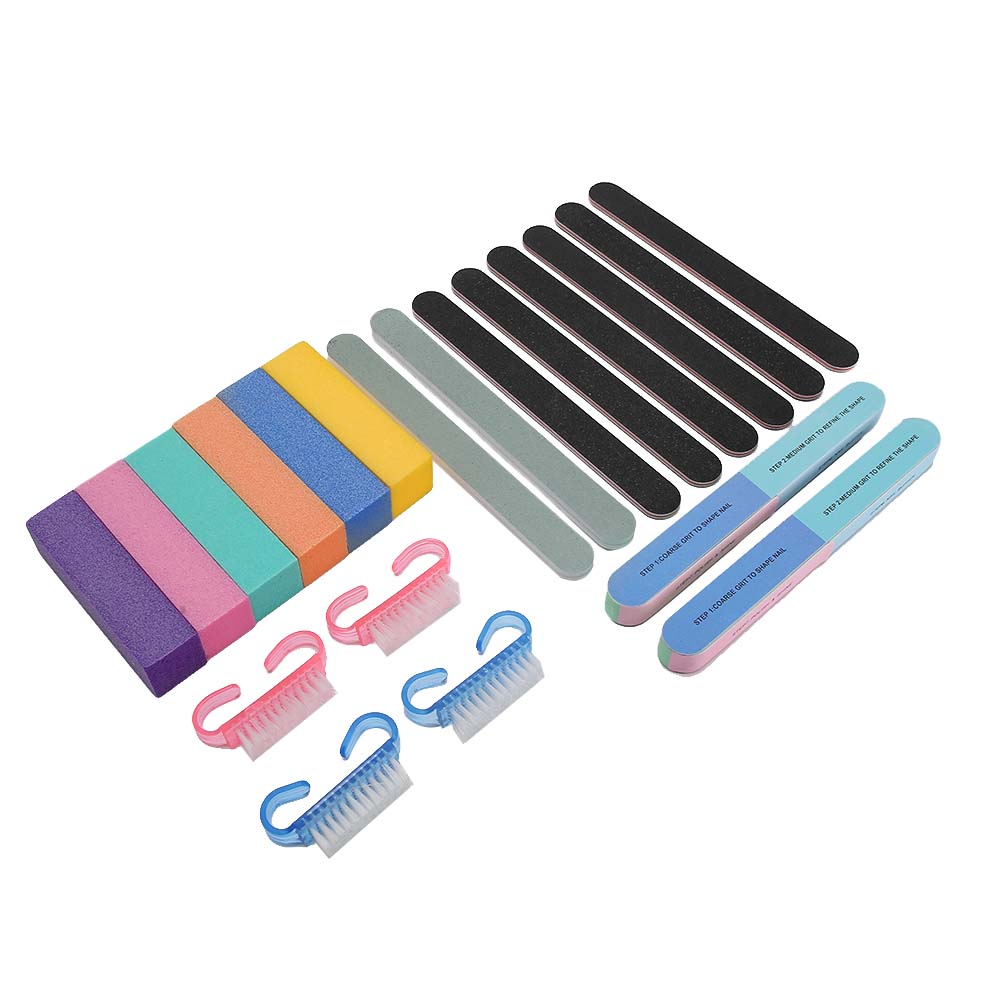 20pcs Nail Files Professional Nail Art Sanding File Polisher Buffer Brush Manicure Set