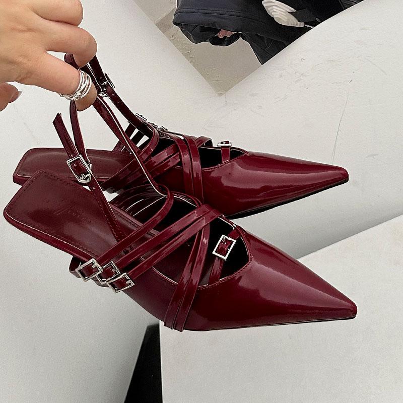 Mode Mode Spitzpumps Niedrige Absatzschuhe Für Damen 2025 Neu Sommer Frühling Weibliches Flaches Schuhwerk Schnalle Damen Absatzschuhe