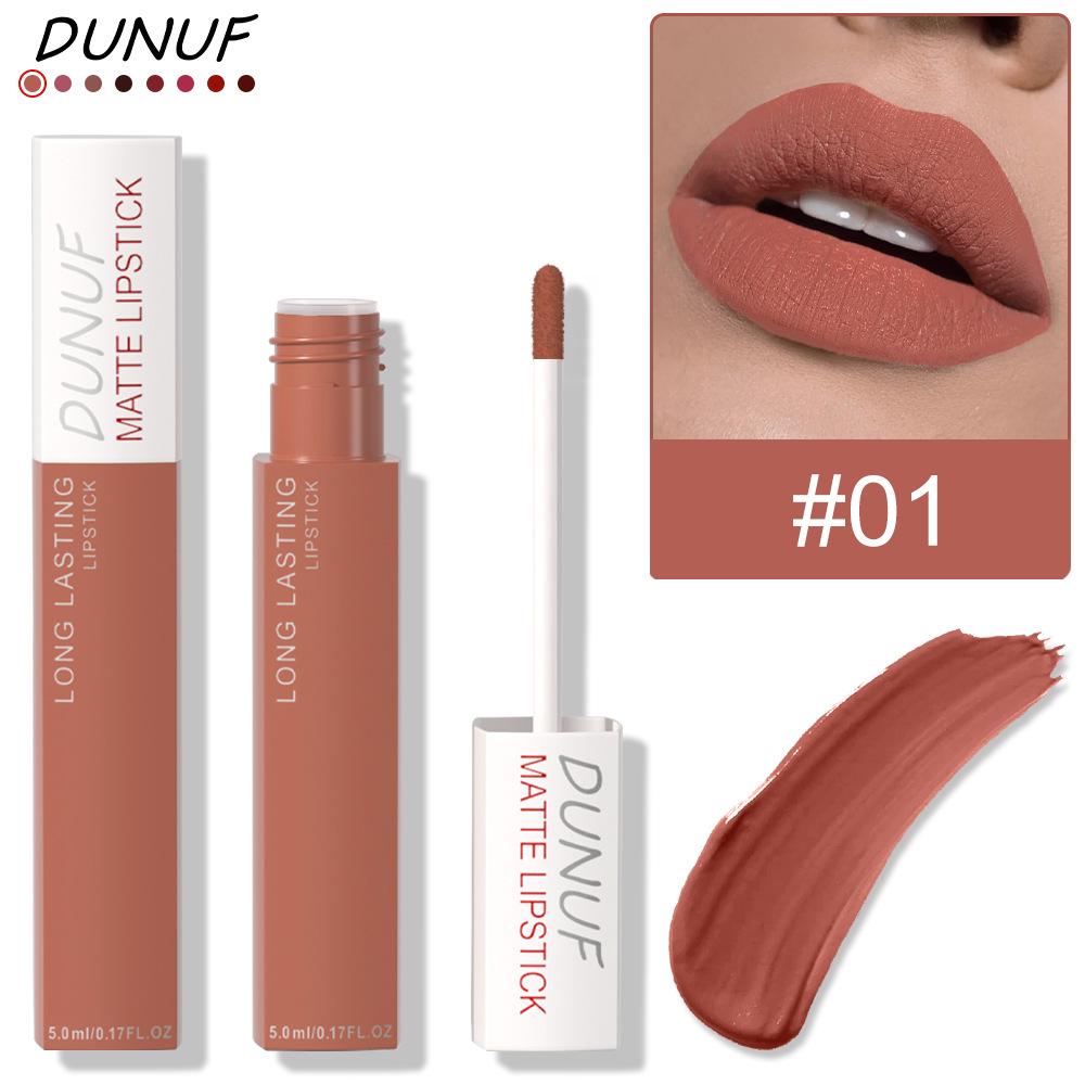 DUNUF Waterproof Matte Lip Gloss - 8 Colors, Long-Lasting Formula