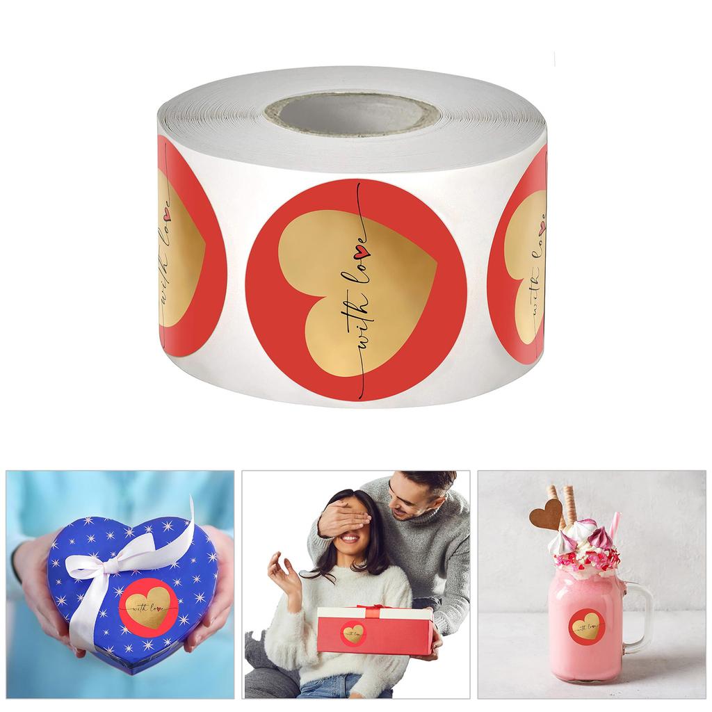 500Pcs Valentines Day Sticker 38mm Love Heart Sticker Self-Adhesive Wrapping Labels for Envelopes Case Valentines Card