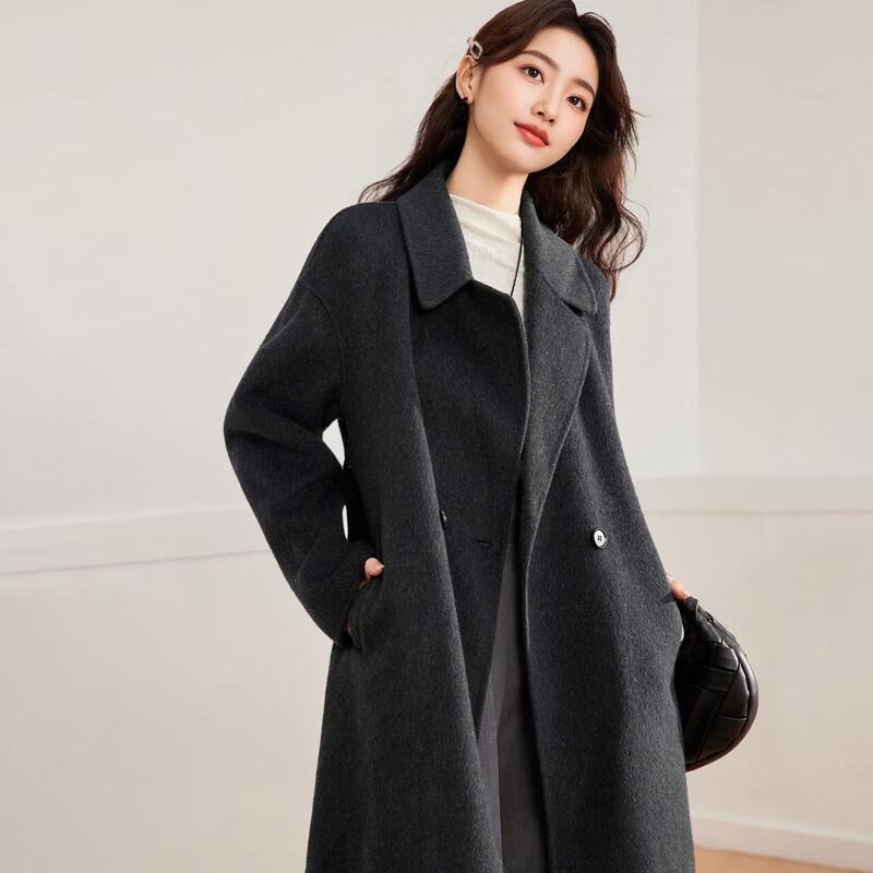 IEF Women's Korean Style Double-Sided Wool Long Coat