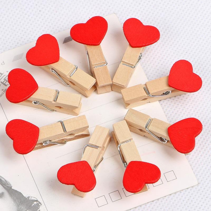 10Pcs/set Mini Clip 3.5cm Creative Photo Wooden Love Color Clip Kindergarten Photo Wall Diy Handmade Clip