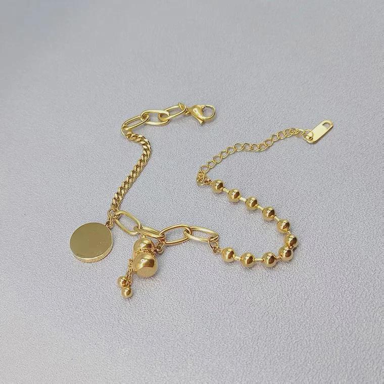 Retro Ethnic Gourd Bracelet - 18k Rose Gold Titanium Steel, Palace Style, European & American Hip-Hop Jewelry.