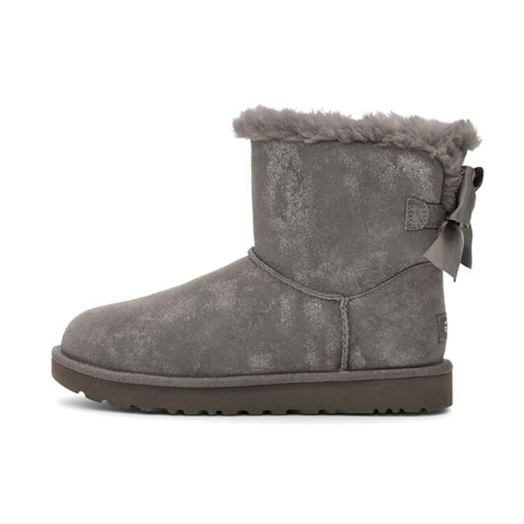 

UGG Bailey Bow Glimmer Suede Casual Comfortable Short Snow Boots Women boots Charcoal 1125795-CHRC 39