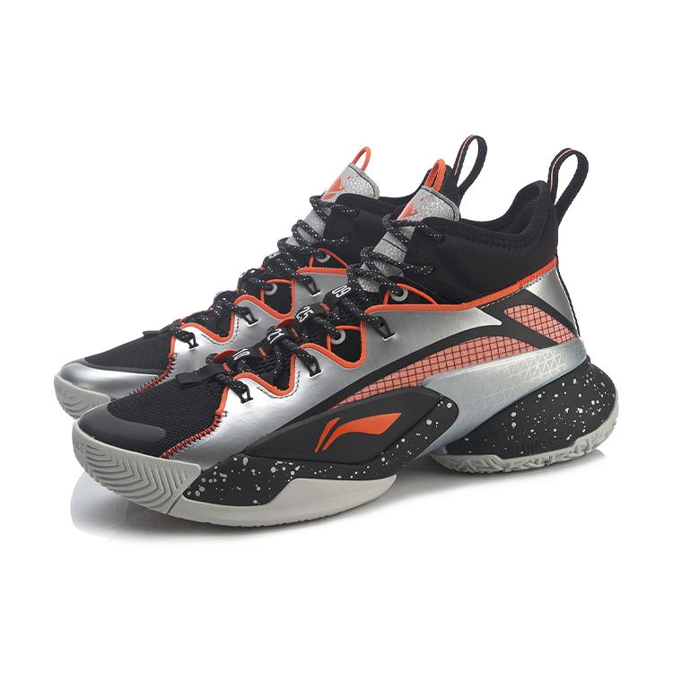New LiNing Power 7 Premium Cushioned Wear Resistant Slip Resistant High Top Basketball Shoes Men's Black Silver ABAQ071-4