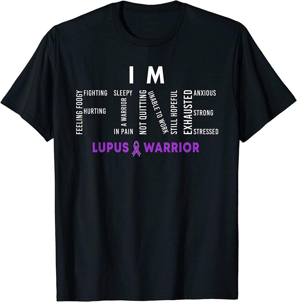 

Футболка унисекс с фиолетовой лентой I m Fine Lupus Warrior, месяц осведомленности о волчанке S