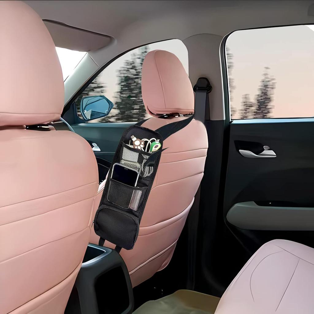 QUICTO 2PCS Car Seat Storage Hanging Bag, Multi-Pocket Seat Side Organizer, Multifunctional Mesh Net Pocket, Can Hold Mobile Phone, Wallet, Glasses,