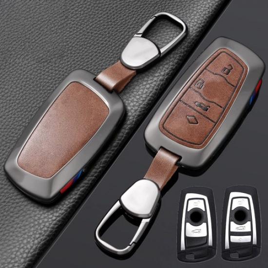 Zinc Alloy Leather Car Key Case Cover For BMW X3 X4 X5 F10 F15 M5 1 2 3 7 4 5 6