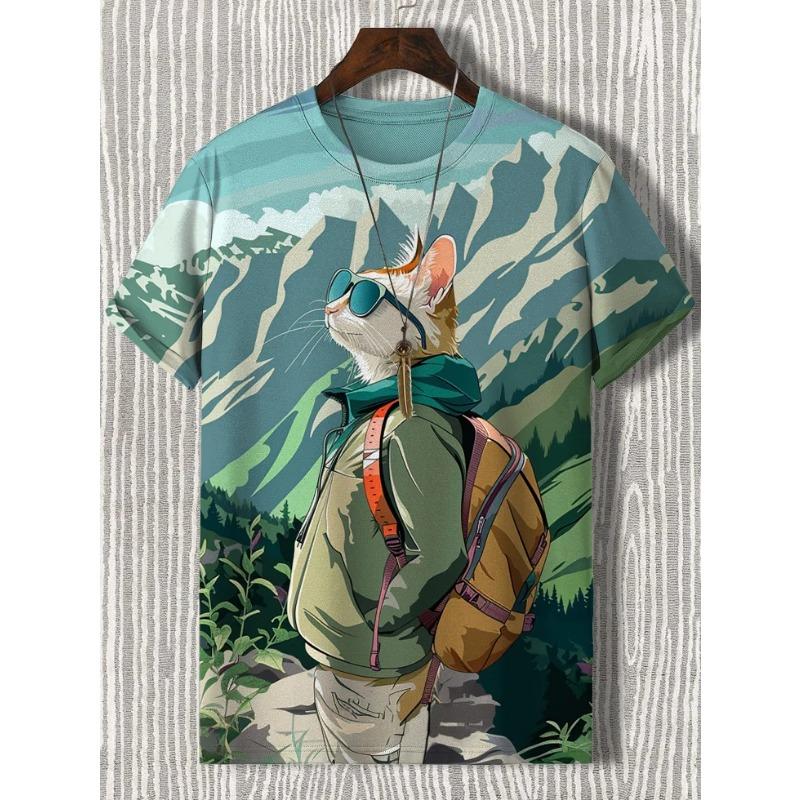 

Футболка с котом-самураем для мужчин, футболки с принтом, японские футболки с короткими рукавами, уличная одежда большого размера, повседневная толстовка, мужская одежда, топы 3XL