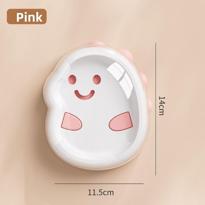 

Portable Non-Slip Base Dinosaur Soap Dish - 2-Tier Drip-Proof Soap Holder with Drainage Holes Bathroom Organizer for Countertop рожевий