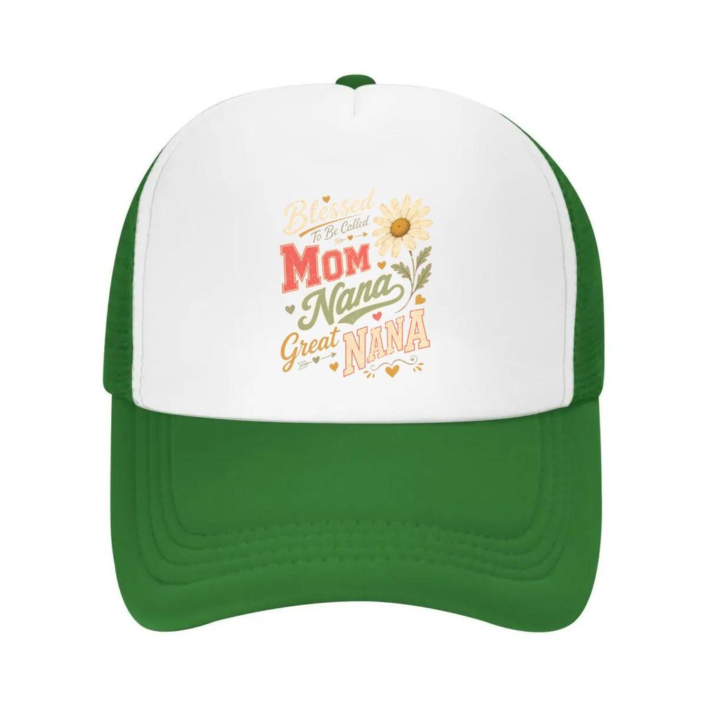 Blessed Grandma Names Floral Typogra Mesh Baseball Cap Casual Hat Outdoor For Womens Unisex FeUnisex