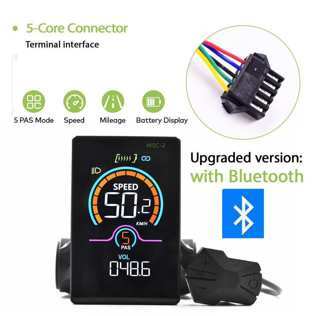 M5C-2 Ebike Display With Bluetooth Mobile Phone Control Electric Bicycle Computer Wired Bicycle Speedometer And Bicycle Odometer2