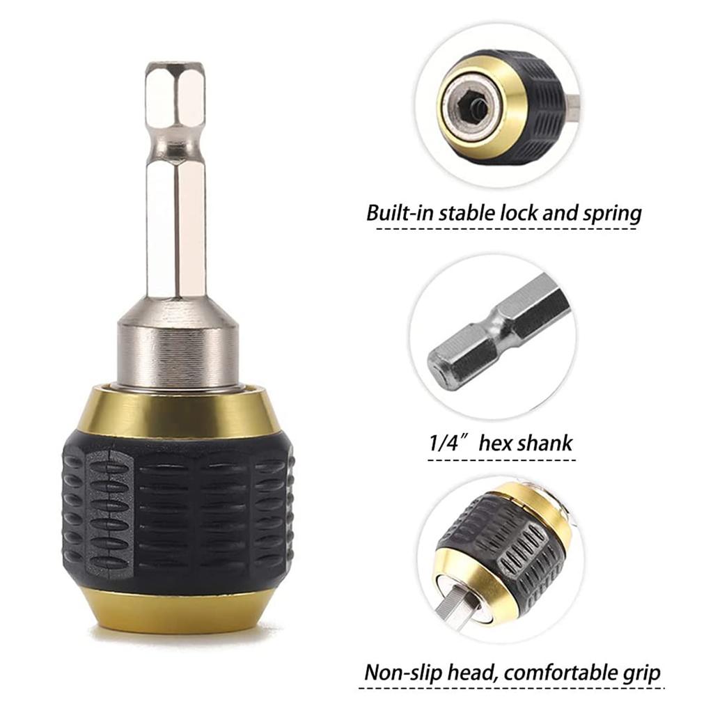 ABWR-2 Pcs 60Mm Drill Chuck Screwdriver Impact Driver Adaptor 1/4Inch Hex Shank Drill Bit Tool Quick Change Convertor Adapter
