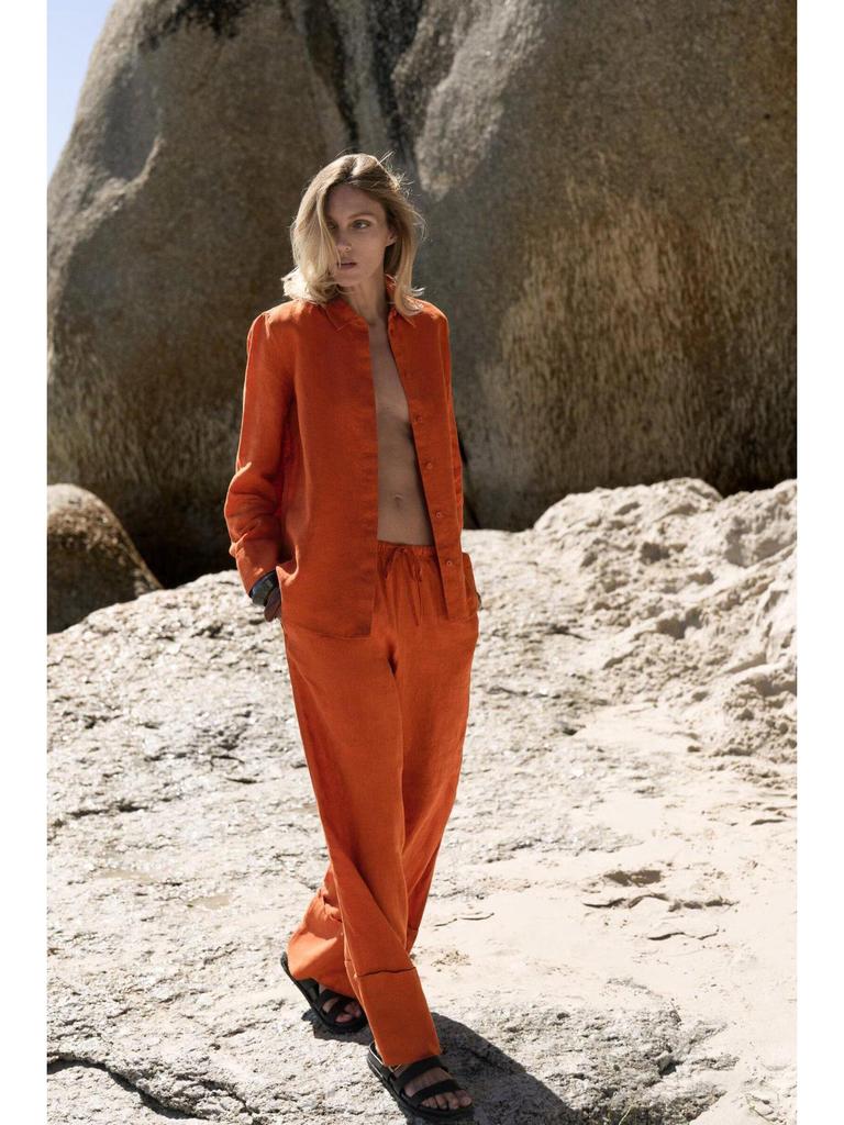 2023 European & American Women's Fashion Linen Shirt & Casual Pants Set