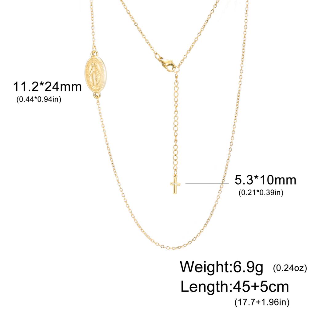EUEAVAN Virgin Mary Cross Pendant Necklace for Women Holy Mother Maria Necklaces Stainless Steel Christian Amulet Jewelry Gift