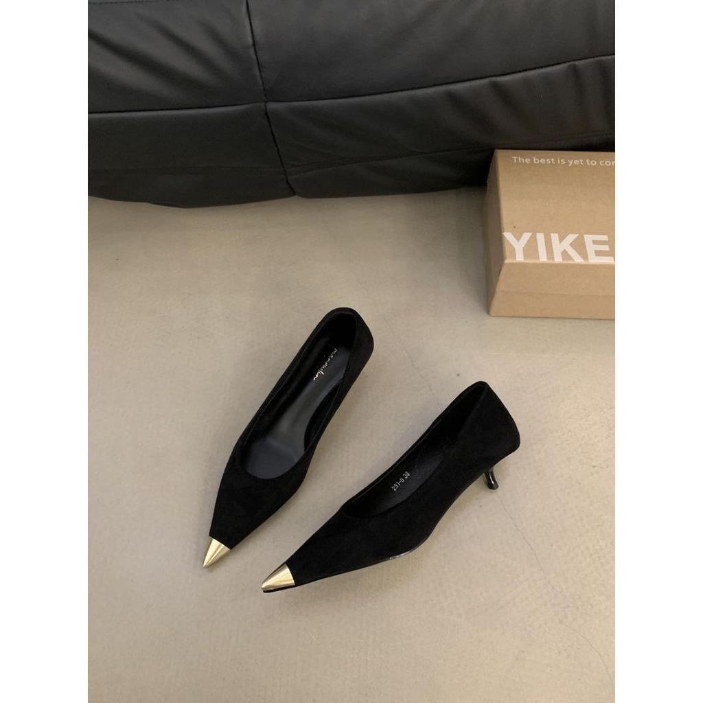 Γαλλικό ταμπεραμέντο kitten heel μυτερά λεοπάρ ψηλοτάκουνα γυναικεία παπούτσια 2025 νέο καλοκαίρι μικρό αρωματικό στυλ με φούστα παπούτσια