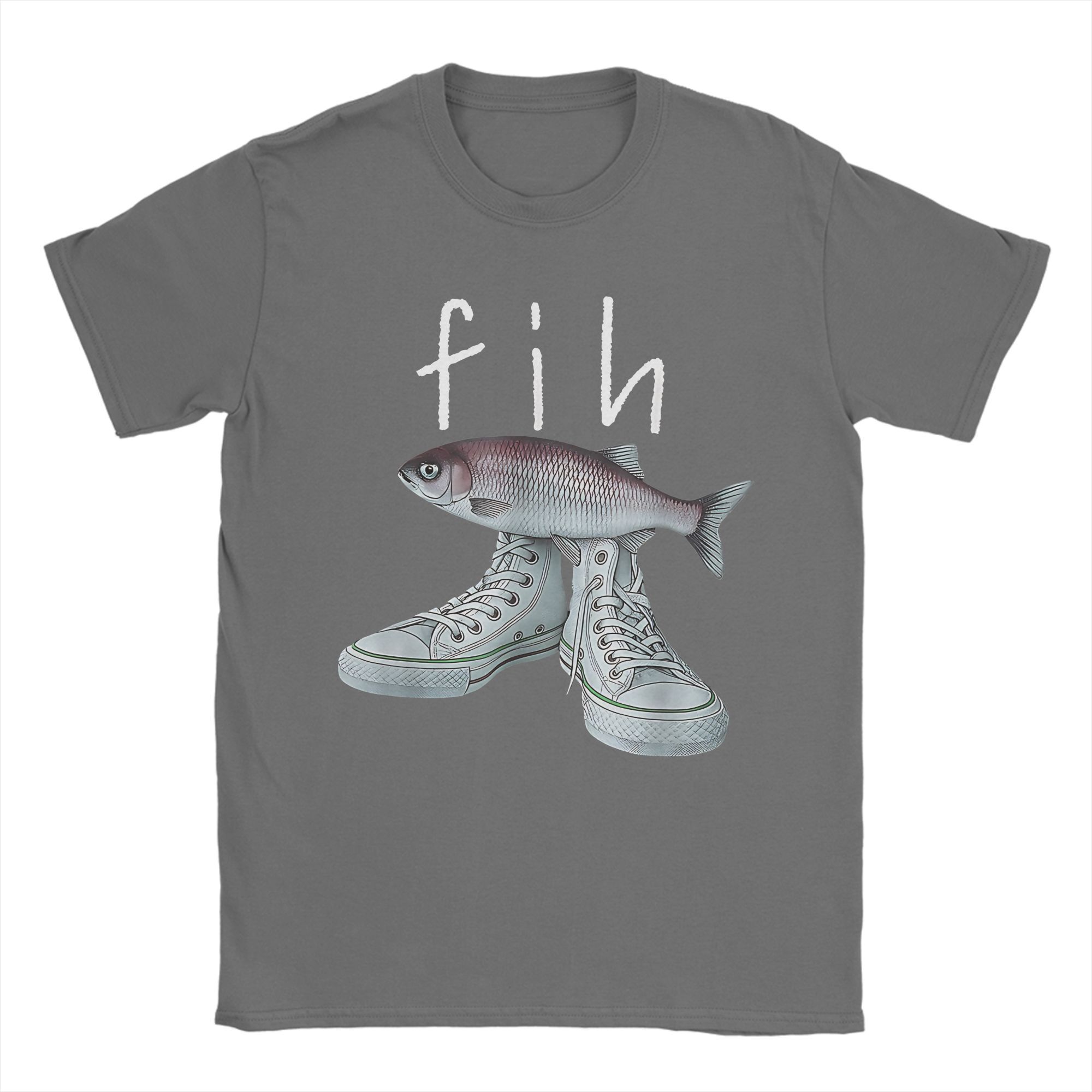 Fih Shoes Funny Fish Meme Graphic Print T Shirt for Men Women  100% Cotton  Tee Shirt Clothing 4XL