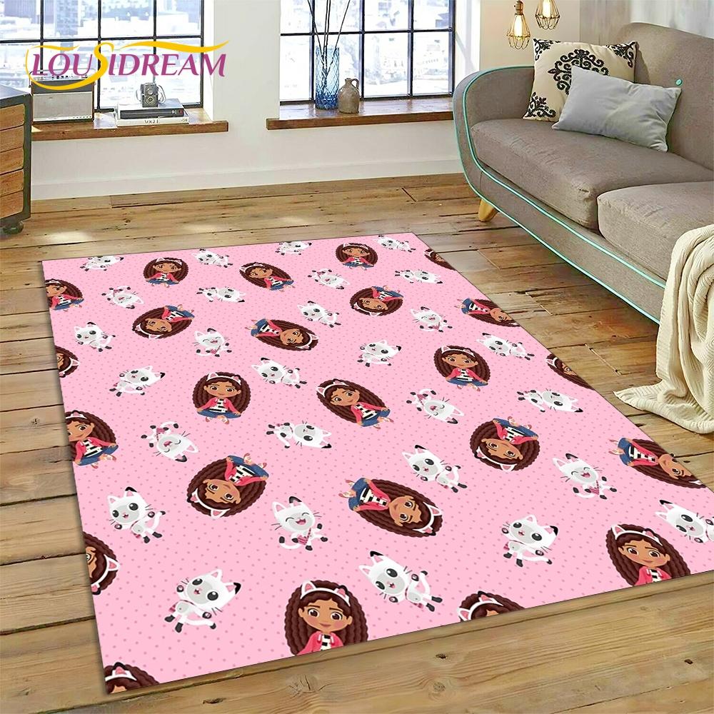Cartoon Cute Gabbys Dollhouse Girl Rug Carpet for Living Room Bedroom Home Decor,Non-slip Decoration for Sofa Doormat Gifts Kid