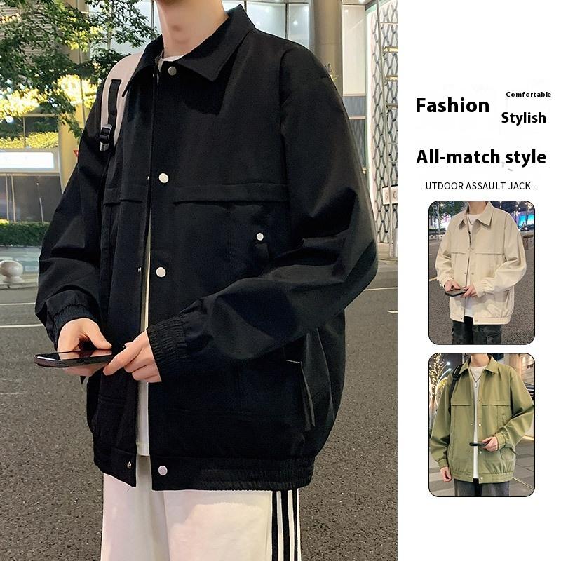 Multi-pocket Lapel Jacket Large Size Loose Casual Men's Thin Coat