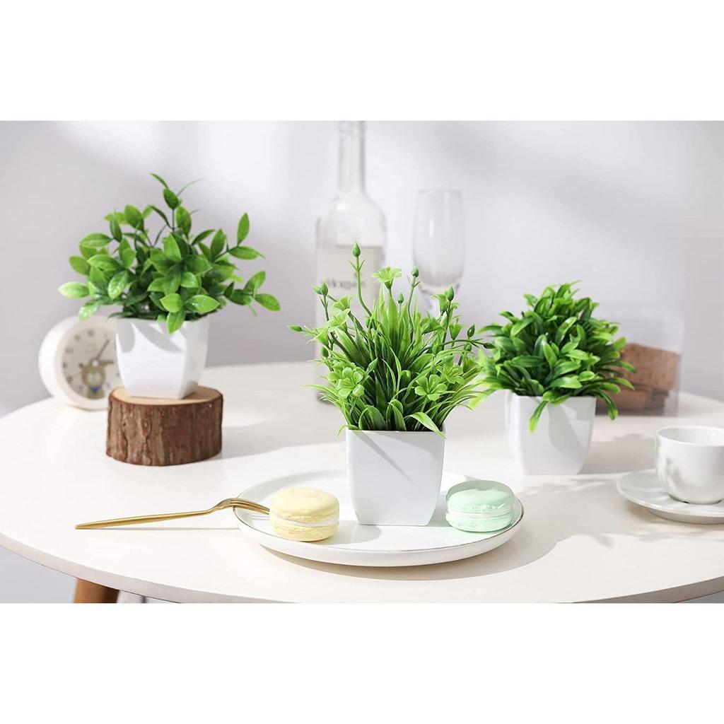 6 Packs Fake Plants Small, Mini Artificial Plants Indoor for Home Farmhouse Bathroom Shelf Décor (Height : 17CM, White)