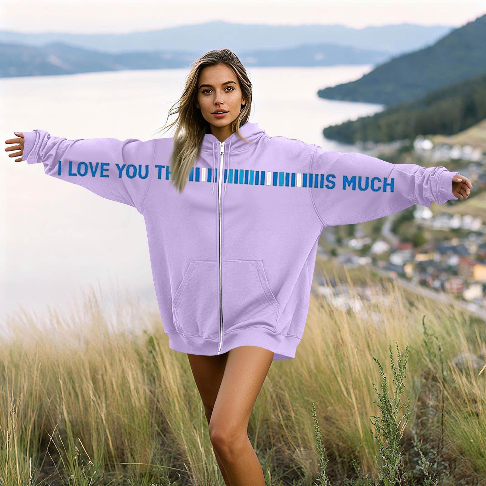 

Women s And Men s Unisex Fashion Casual Long Sleeve Printed Round Neck Hoodie Coat L фиолетовый