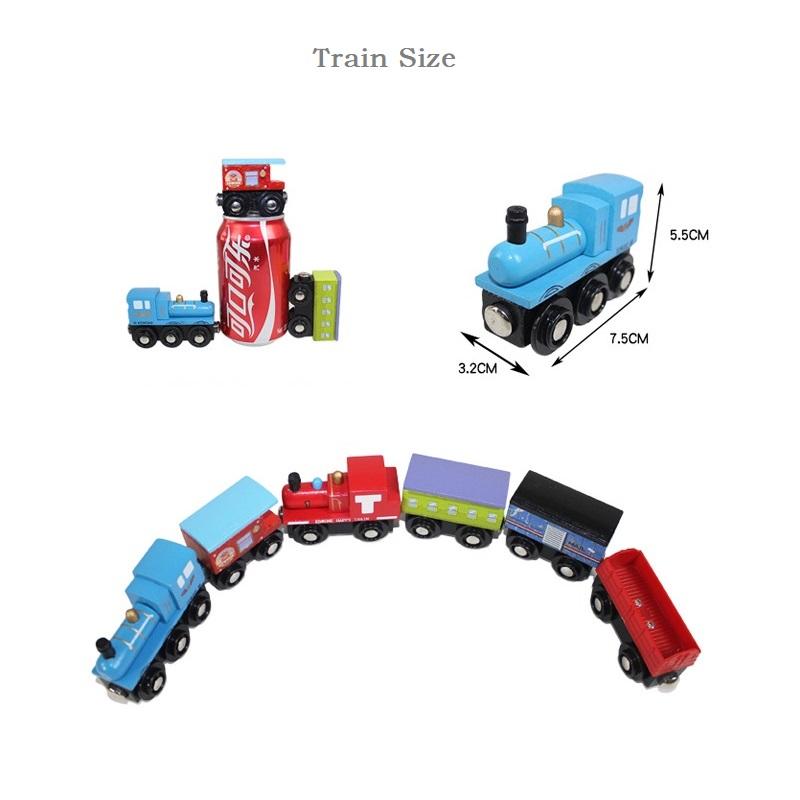 Non-Toxic Wooden Magnetic Train Kids Train Toy Anime Locomotive Car Toys Wooden Track Train Railway Vehicles Children Birthday Gifts