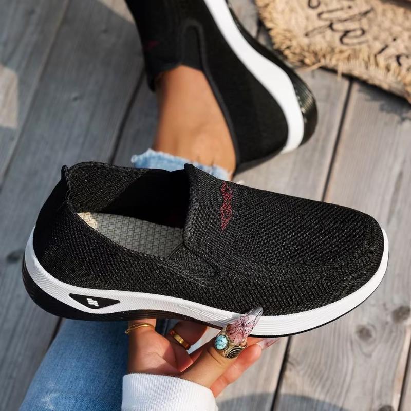 Summer New Women's Cut-out Sneakers Casual Breathable Slip On Walking Shoes Lightweight Outdoor Flat Shoes