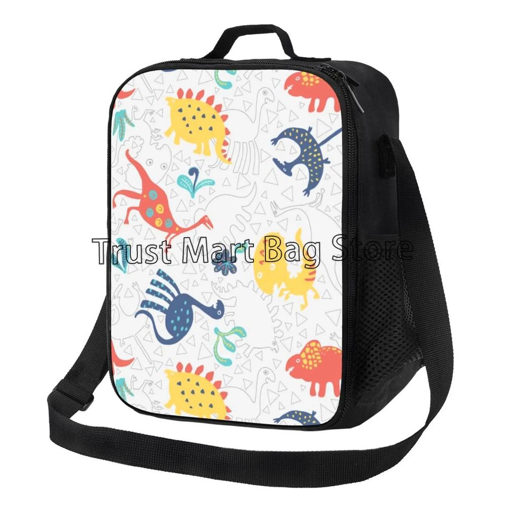 Isolierte Cartoon-Dinosaurier-Lunchtasche für Kinder, Jungen, Mädchen, tragbare thermische Bento-Lebensmitteltasche, Oxford-Kühltasche für Schule, Arbeit