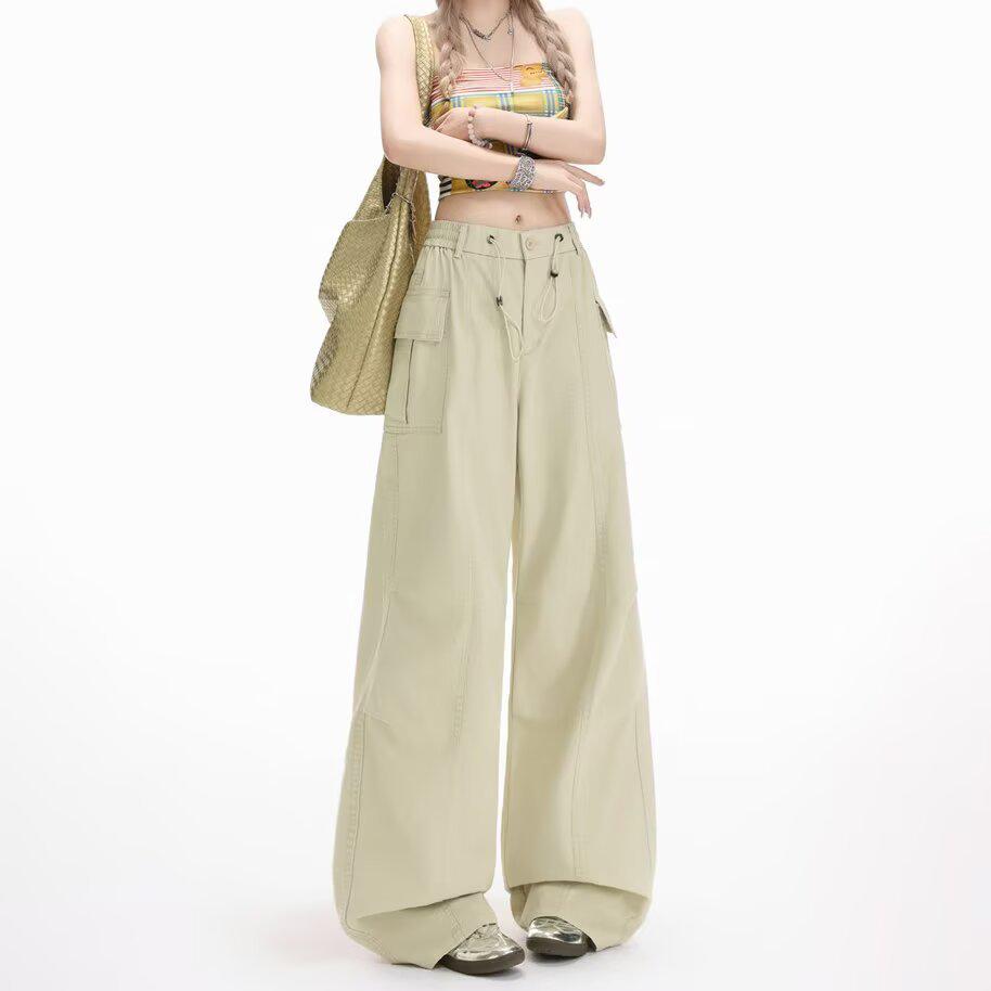 2026 Women's Korean Style Loose Casual Pants - Trendy, Versatile Spring/Summer Drop-Weight Straight Leg Cargo Pants.