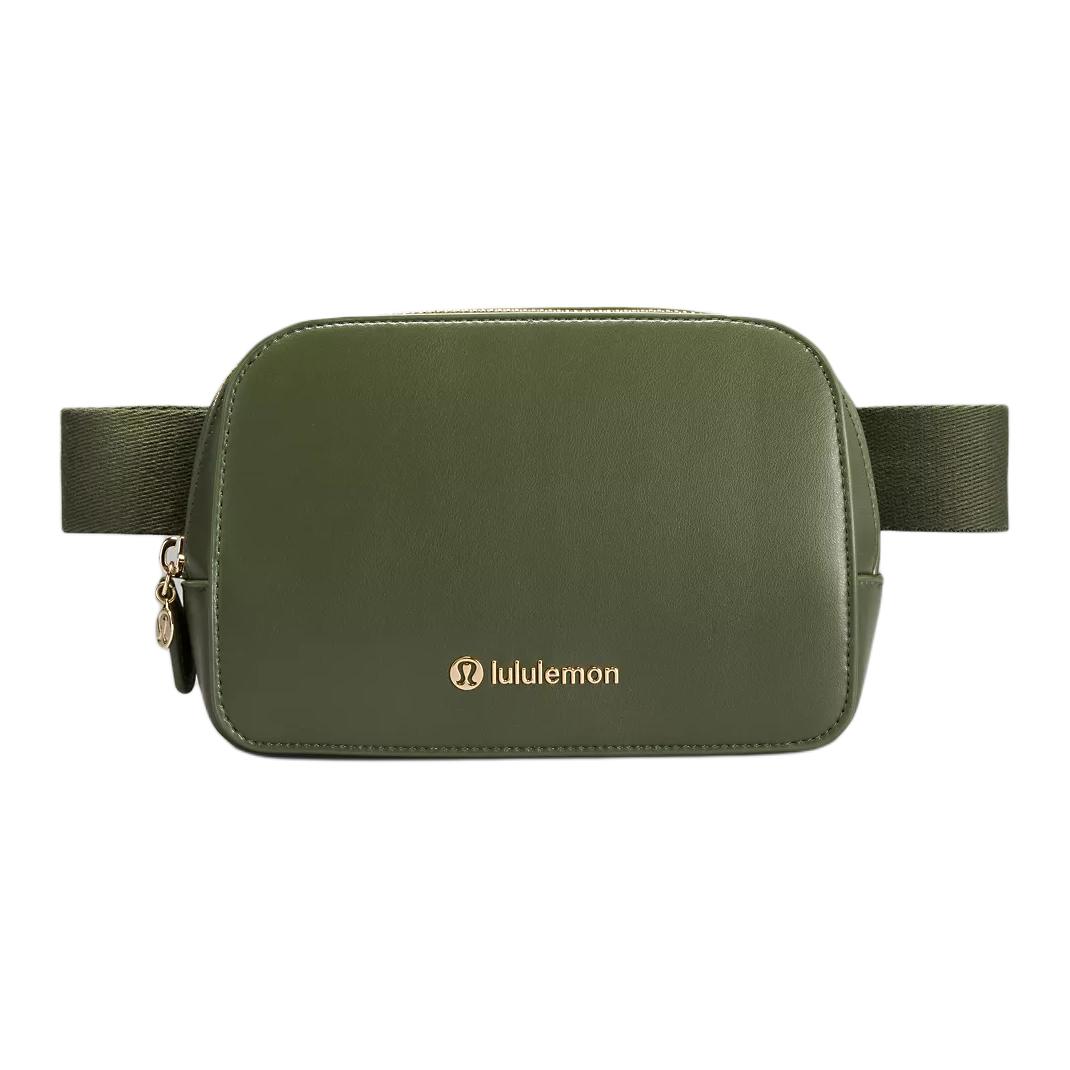 Lululemon Everywhere 1L Logo Zip Closure Faux Leather Waist Bag Unisex Waist Bag Military-Green LU9BVDS-068268 Army Camp Green