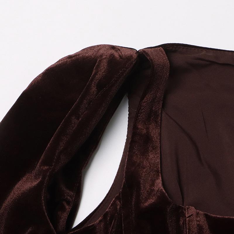 Velvet Faux Two-Piece Twist Dress: Spring 2025 Slimming Long-Sleeve for Women