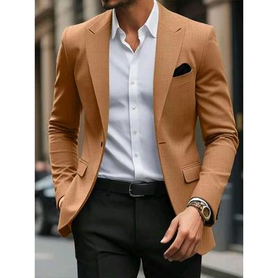Spot Men's Suit Jacket Made of Polyester Fiber for Business Leisure Digital Printing Fake Pocket Fashionable for Autumn and Winter