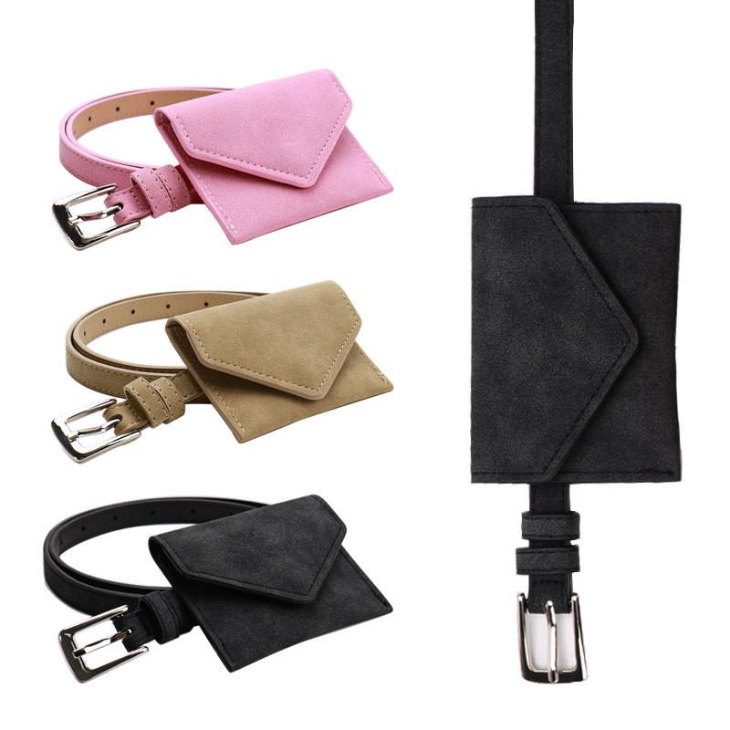 Minimalist Solid Color Suede Women Mini Waist Bag Belt  For Casual Outfits