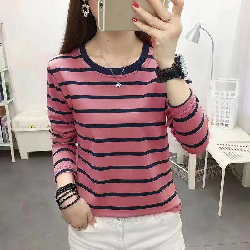 2024 Spring/Autumn Women's Striped Long Sleeve Loose Fit Korean Style Top
