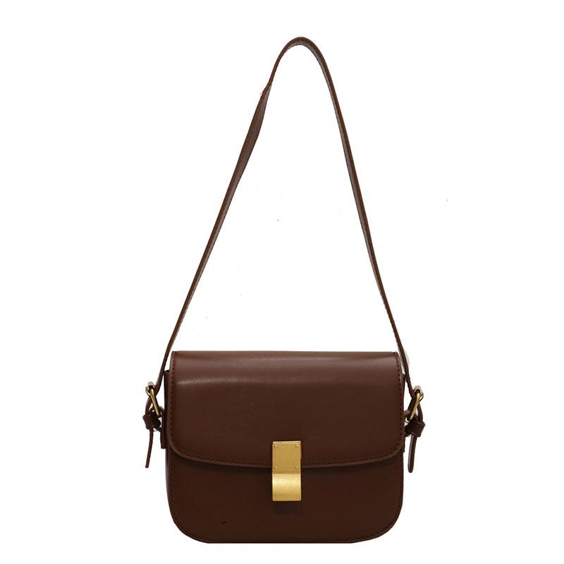 2025 Small Bag Women's Spring and Summer New Niche Brown Tofu Bag Messenger Bag High-end Shoulder Small Square Bag