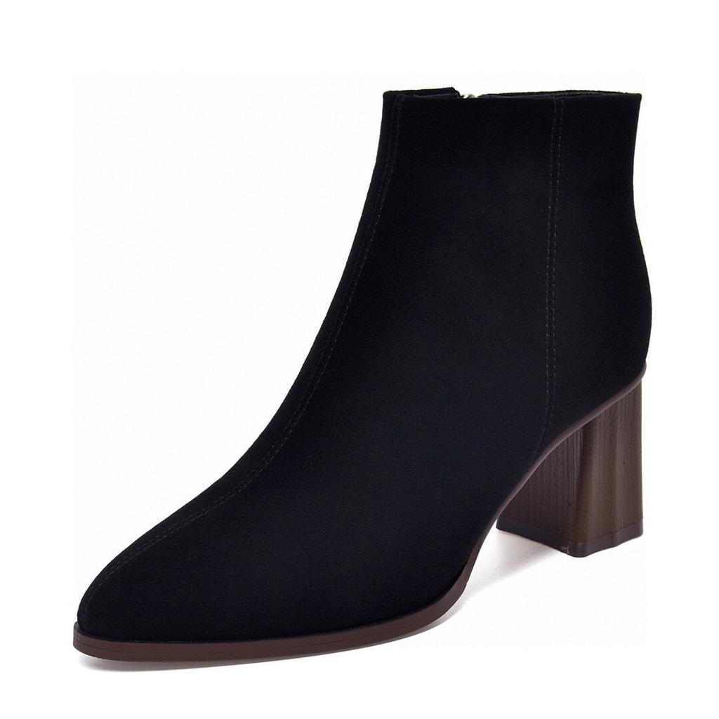 Pointed Fashion Boots Women's Autumn and Winter New Black Sheepskin High-heeled Boots Simple Temperament Women's Thin Boots
